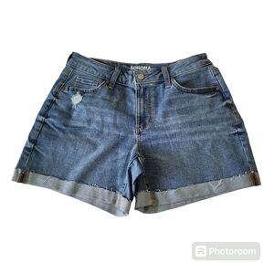 Sonoma Shorts Womens 4 High Rise Distressed Cuffed Denim